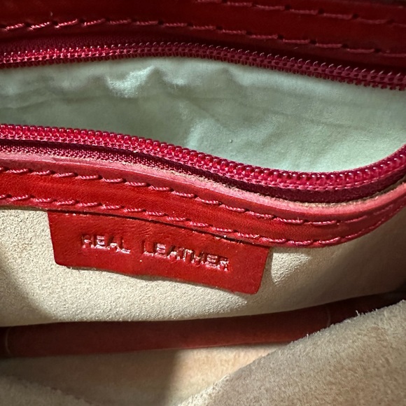 Made in Italy Real Leather Crossbody Purse Red- NWOT - Picture 12 of 14